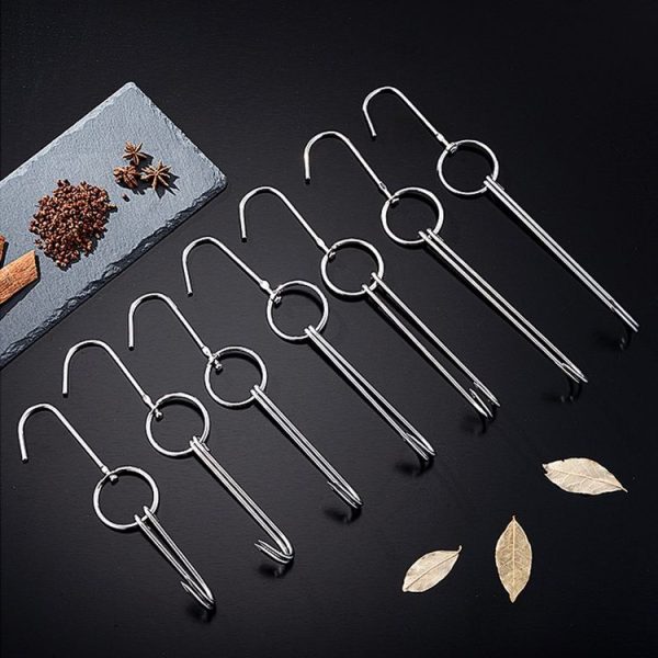 Stainless Steel Double Ring Duck Cooker Hanger Outdoor Barbecue Hanging Hook Stand, Specs: 3 Centi Small Ring 23cm - Image 3