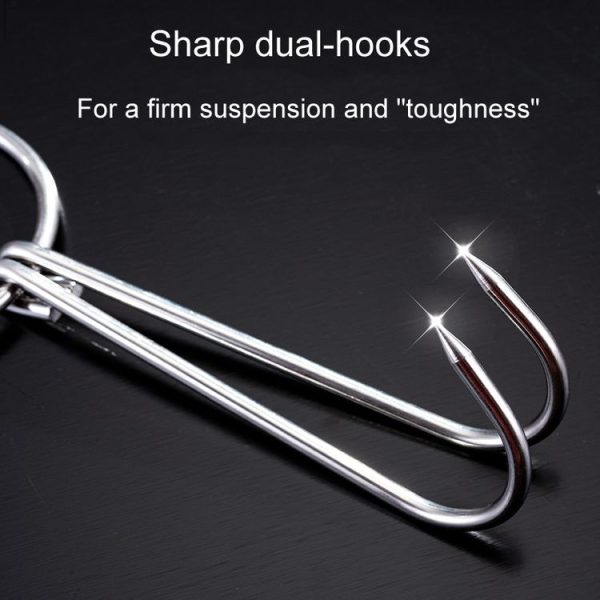 Stainless Steel Double Ring Duck Cooker Hanger Outdoor Barbecue Hanging Hook Stand, Specs: 3 Centi Small Ring 23cm - Image 5