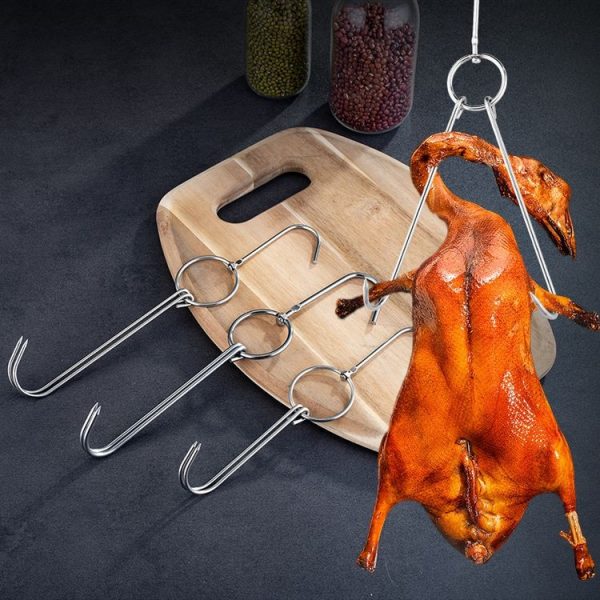 Stainless Steel Double Ring Duck Cooker Hanger Outdoor Barbecue Hanging Hook Stand, Specs: 3 Centi Small Ring 23cm - Image 6