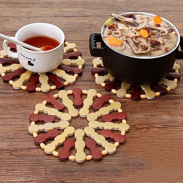 Bamboo Dining Table Insulation Pad Heatproof Coasters Anti-Scald Pot Mat (16.5cm Round) - Image 6