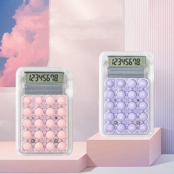 Small Silent Simple Calculator Mini Candy Dormitory Student Office Exam Tool (Pink) - Image 2