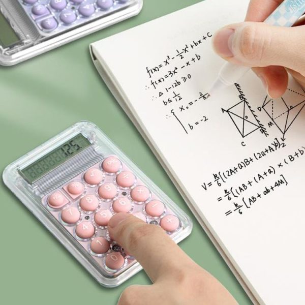 Small Silent Simple Calculator Mini Candy Dormitory Student Office Exam Tool (Pink) - Image 7