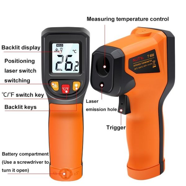 NJTY Digital Display High-Precision Infrared Thermometer For Bakery Kitchen Industry, Spec: T400 - Image 3