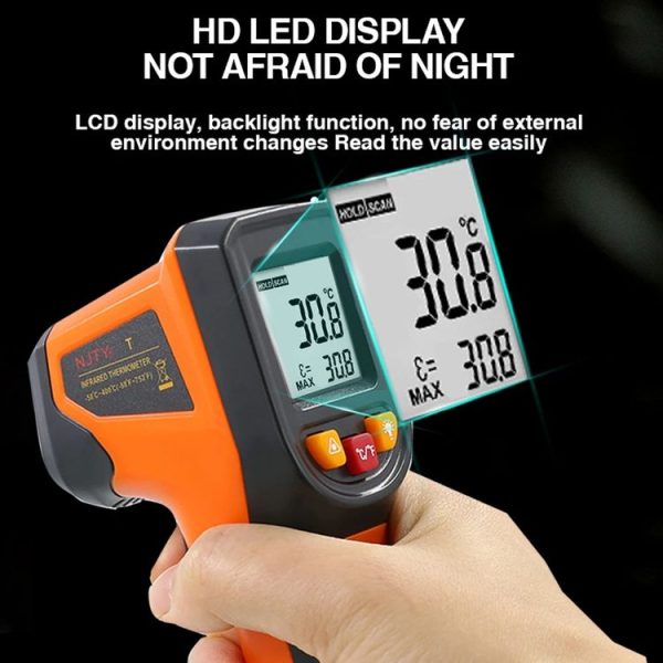 NJTY Digital Display High-Precision Infrared Thermometer For Bakery Kitchen Industry, Spec: T400 - Image 9