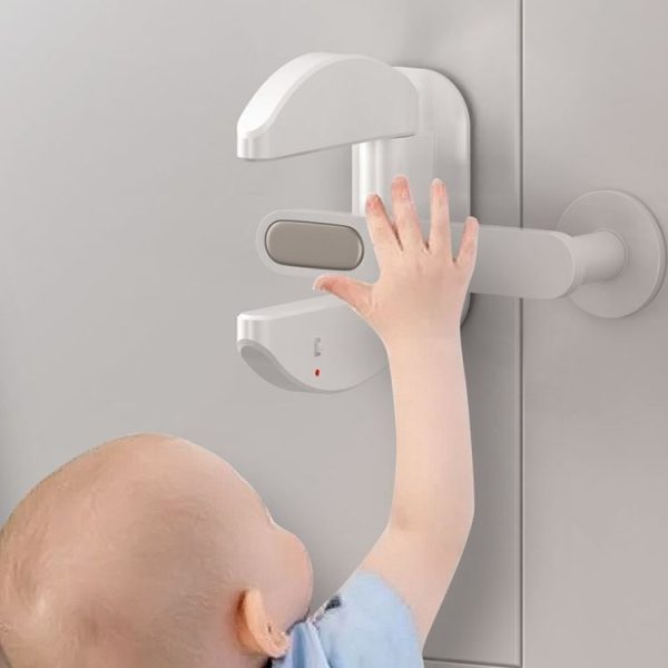 Door Stopper Living Alone Anti Burglary Door Stopper No Hole Child Safety Lock Blocker (White) - Image 2