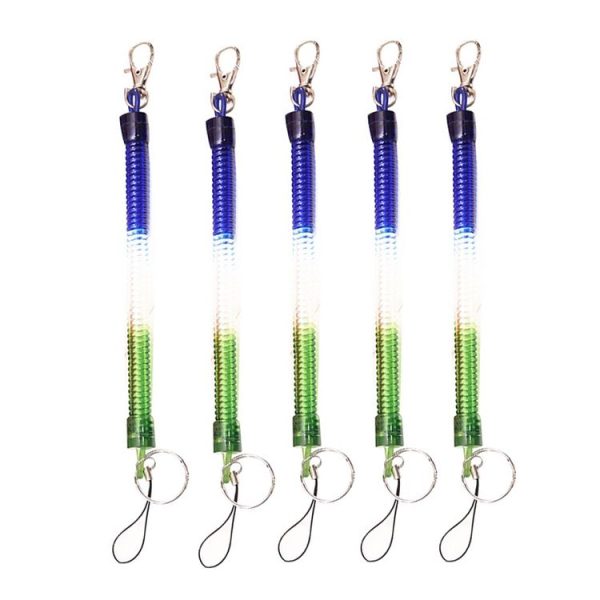 5pcs Spring Key Rope Plastic Keychain Environmentally Friendly Elastic Chain (Colorful Random Delivery)