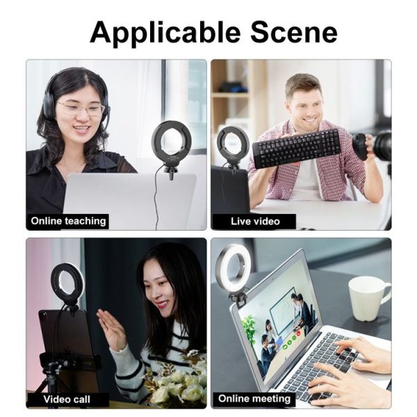 YRing48 4-Inch 48LEDs Laptop Camera Video Conference Live Beauty Ring Fill Light, Spec: Clip Set - Image 10