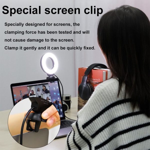 YRing48 4-Inch 48LEDs Laptop Camera Video Conference Live Beauty Ring Fill Light, Spec: Clip Set - Image 7