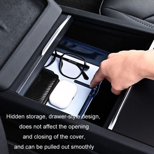 2023.9 Tesla Model3 Silicone Double-Layer Storage Box, Color: Black Central Control - Image 6