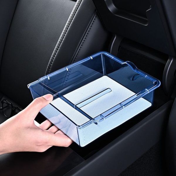 2023.9 Tesla Model3 Silicone Double-Layer Storage Box, Color: Black Central Control - Image 7