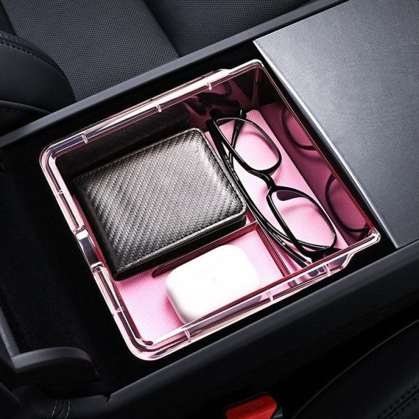 2023.9 Tesla Model3 Silicone Double-Layer Storage Box, Color: Black Central Control - Image 8