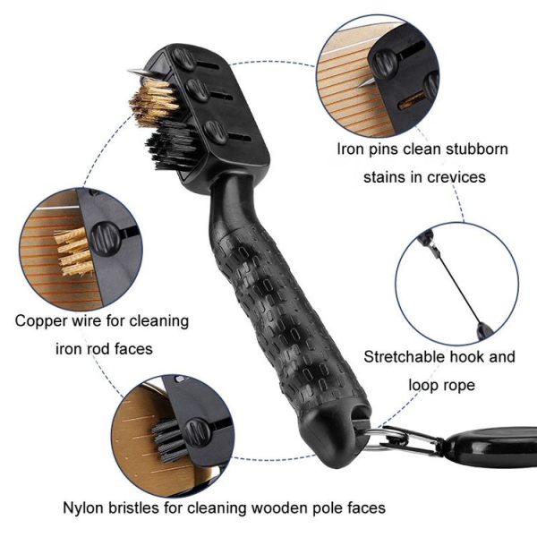 PGM SZ008 Golf Club Brush Retractable Multifunctional Cleaning Brush Golf Accessories (Black) - Image 6