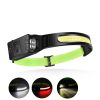 Fluorescent Belt Sensor Headlight Outdoor Running and Cycling Head Torch (White+Yellow Light)