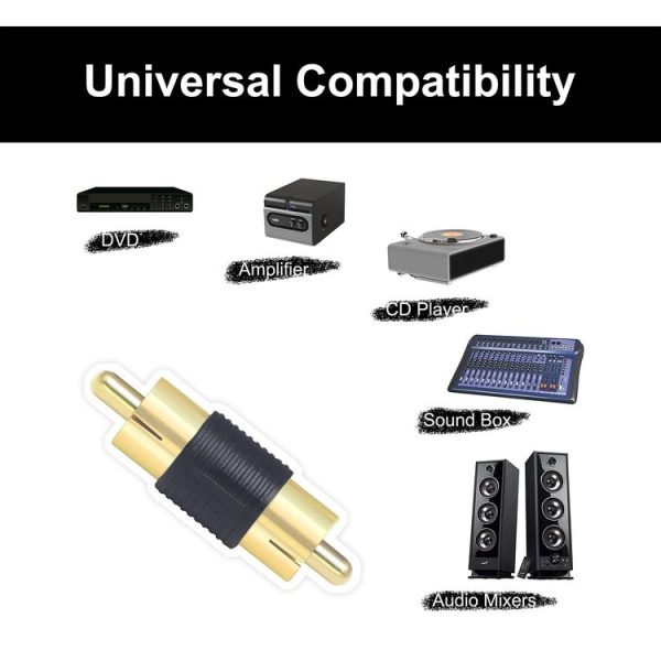 10pcs Gold-plated RCA Lotus Male to-Male AV Audio Adapter (Red) - Image 4