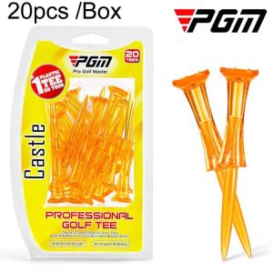 20pcs / Box PGM QT024 Golf Ball Tee Competition Ball Studs 8 Point Crown Tip Durable Anti-Hitting (Yellow)