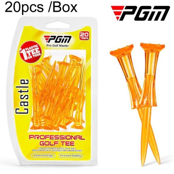 20pcs / Box PGM QT024 Golf Ball Tee Competition Ball Studs 8 Point Crown Tip Durable Anti-Hitting (Yellow)