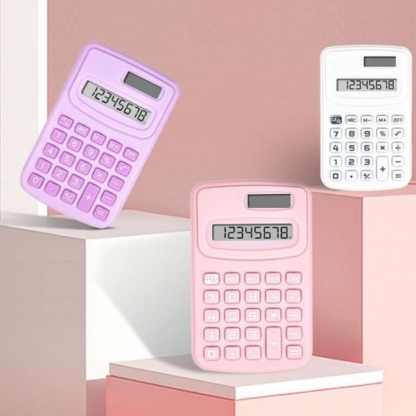 Small Solid Color Calculator Dormitory Student Office Exam Tool (Pink) - Image 2