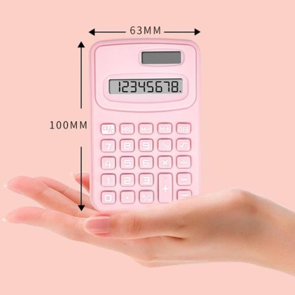 Small Solid Color Calculator Dormitory Student Office Exam Tool (Pink) - Image 3