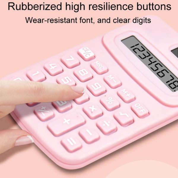 Small Solid Color Calculator Dormitory Student Office Exam Tool (Pink) - Image 4