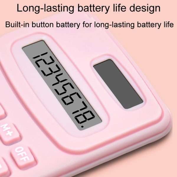 Small Solid Color Calculator Dormitory Student Office Exam Tool (Pink) - Image 5