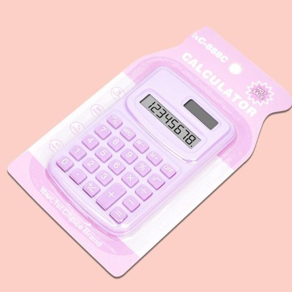 Small Solid Color Calculator Dormitory Student Office Exam Tool (Pink) - Image 7