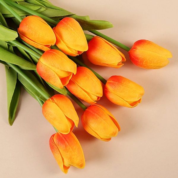 10 In 1 Tulip Bouquet With Paper Bag Home Decoration Simulation Flowers Paper Bag Floral Set Arrangement (Pink) - Image 3