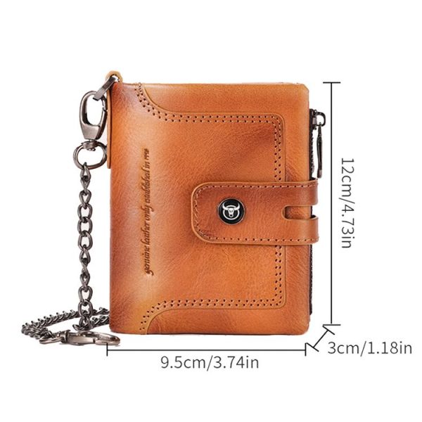 BULL CAPTAIN 088 RFID Anti-Theft Zipper Buckle Multi-Card Slot Cowhide Vertical Wallet (Black) - Image 2