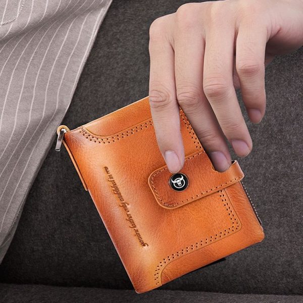 BULL CAPTAIN 088 RFID Anti-Theft Zipper Buckle Multi-Card Slot Cowhide Vertical Wallet (Black) - Image 9