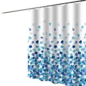 80x180cm Home Thickened Waterproof Shower Curtain Polyester Fabric Bathroom Curtain (Blue Petal)