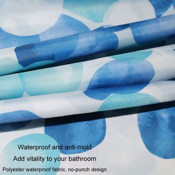 80x180cm Home Thickened Waterproof Shower Curtain Polyester Fabric Bathroom Curtain (Blue Petal) - Image 4