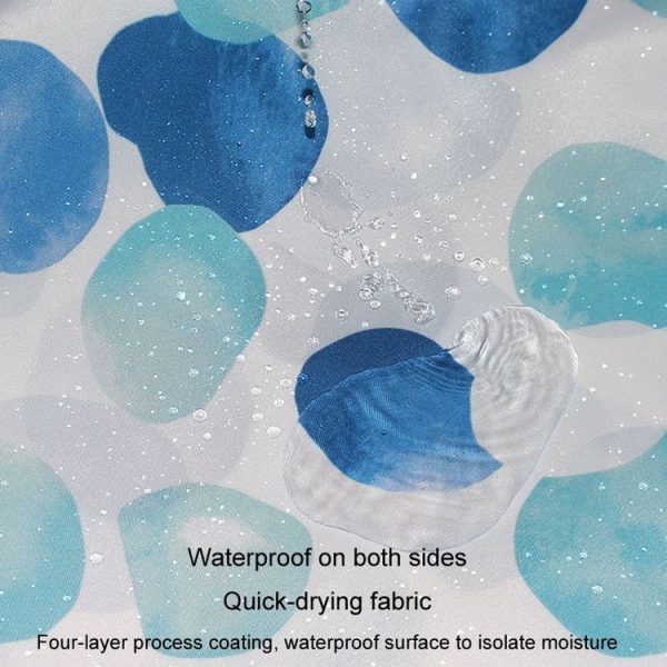 80x180cm Home Thickened Waterproof Shower Curtain Polyester Fabric Bathroom Curtain (Blue Petal) - Image 5