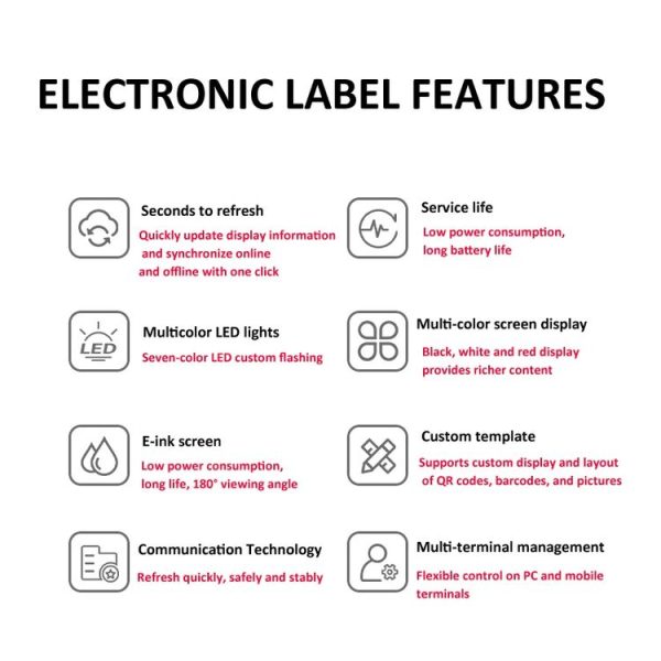 2.1 Inch E-ink Screen Bluetooth Smart Electronic Labels Support Custom Text / Picture / QR Code / Barcode - Image 4