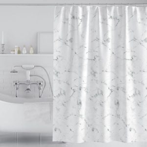 80x180cm Thickened Waterproof Moldproof Shower Curtain Simple Bathroom Hotel Curtain With Hooks (Marble)