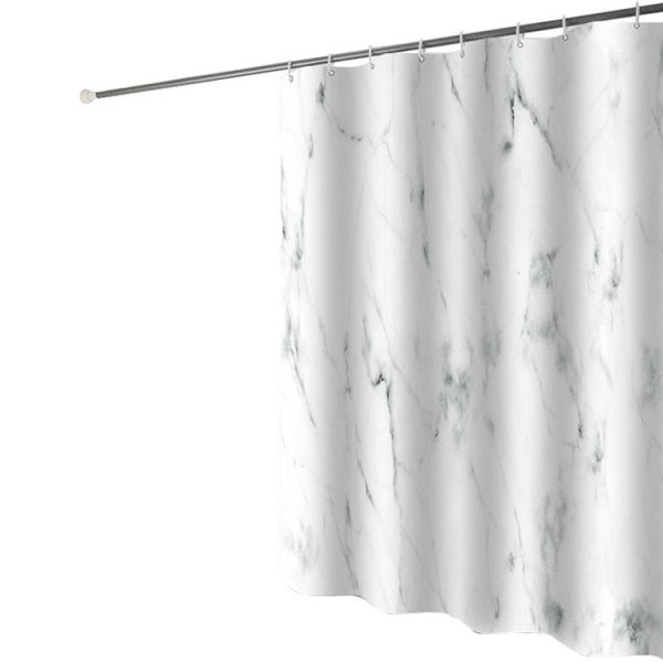 80x180cm Thickened Waterproof Moldproof Shower Curtain Simple Bathroom Hotel Curtain With Hooks (Marble) - Image 2
