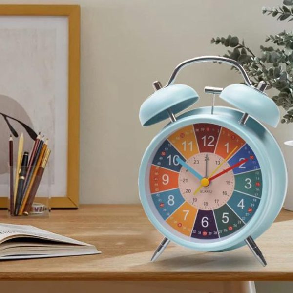 4 inch Early Learning Dual Ring Round Alarm Clock Student Bedside Metal Alarm Bell (Pink) - Image 2