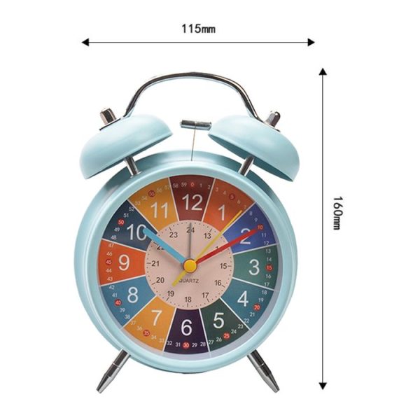 4 inch Early Learning Dual Ring Round Alarm Clock Student Bedside Metal Alarm Bell (Pink) - Image 3
