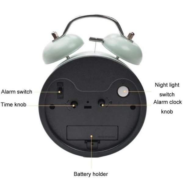 4 inch Early Learning Dual Ring Round Alarm Clock Student Bedside Metal Alarm Bell (Pink) - Image 4