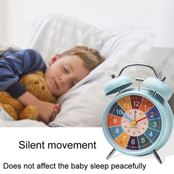 4 inch Early Learning Dual Ring Round Alarm Clock Student Bedside Metal Alarm Bell (Pink) - Image 7