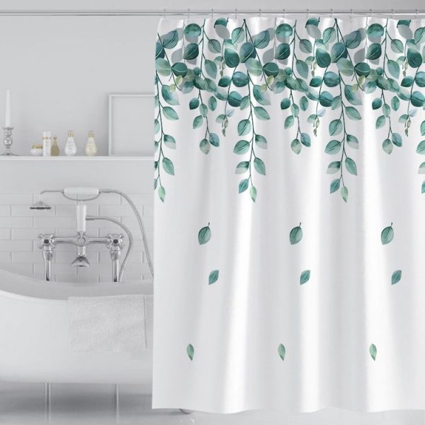 80x180cm Simple Fresh Style Home Shower Curtain Waterproof Thickened Bathroom Curtain Cloth With Hooks - Image 2