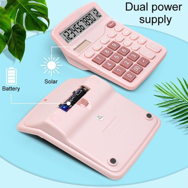 12-Digit Large Screen Solar Dual Power Calculator Student Exam Accounting Office Supplies (Pink) - Image 7