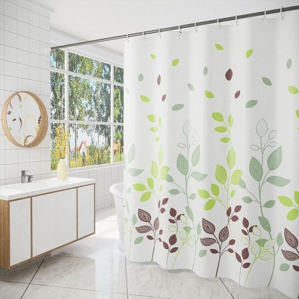 80x180cm Leaf Printed Waterproof Shower Curtain Thickened Polyester Bathroom Curtain Cloth - Image 2