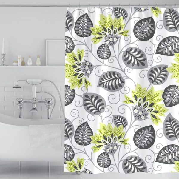 80x180cm Botanical Flower Printed Waterproof Polyester Shower Curtain Home Thickened Bathroom Curtain Cloth - Image 2