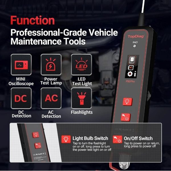 JDiag Mini Circuit Tester AC / DC Detection Multi-function Oscilloscope (P50 Pro) - Image 4