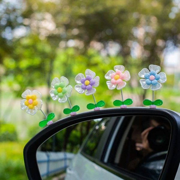 5pcs / Set Cute Cartoon Flower Car Shaking Ornament Car Dashboard Decoration, Style: Dark Color - Image 5