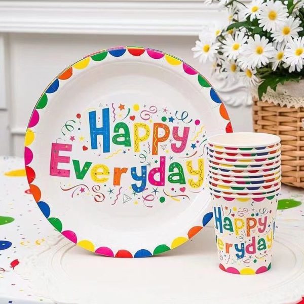10pcs / Set Birthday Colorful Disposable Tableware Theme Party Decoration Set, Style: 230ml Paper Cup - Image 5