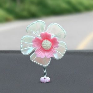 5pcs / Set Car Shaking Flower Ornament Simulated Small Flower Car Interior Decoration (Pink)