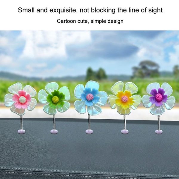 5pcs / Set Car Shaking Flower Ornament Simulated Small Flower Car Interior Decoration (Pink) - Image 3