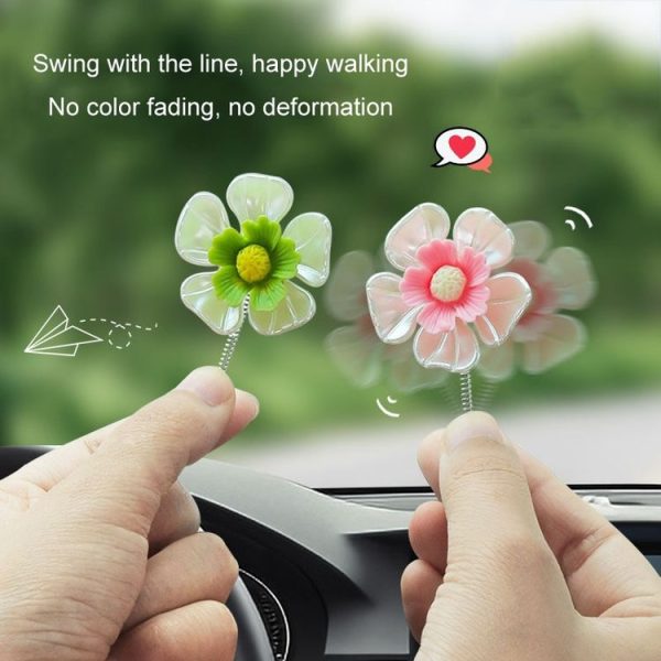 5pcs / Set Car Shaking Flower Ornament Simulated Small Flower Car Interior Decoration (Pink) - Image 5
