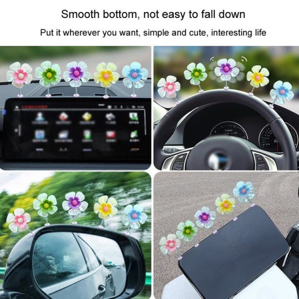 5pcs / Set Car Shaking Flower Ornament Simulated Small Flower Car Interior Decoration (Pink) - Image 6