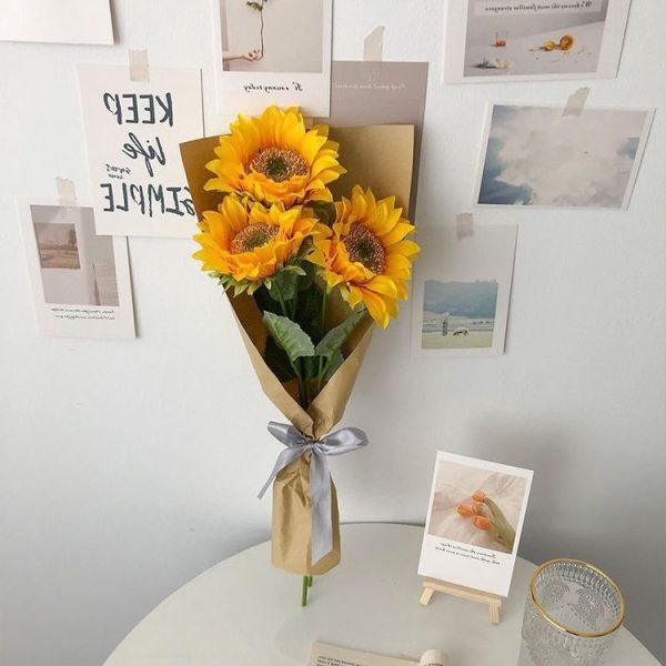 Simulated Flower Arrangement Table Ornament Picnic Photo Props, Style: 3pcs Sunflower Cater Paper - Image 2